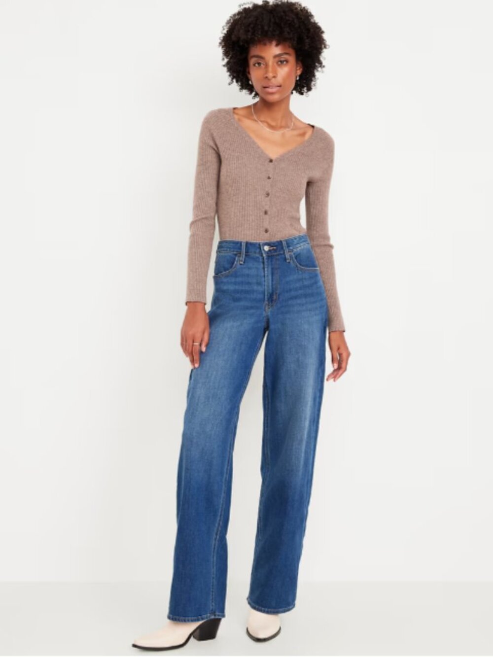 Old Navy Women's High-Waisted Wow Wide-Leg Jeans Medium Wash Blue Denim Size 12